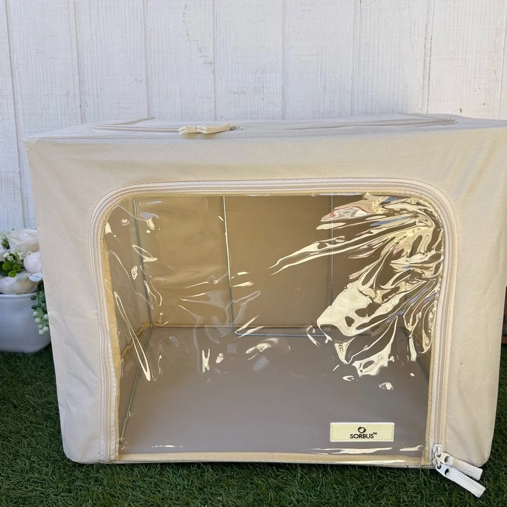 Sorbus Storage Bins, Foldable Stackable Container Beige = 6  bins NEW